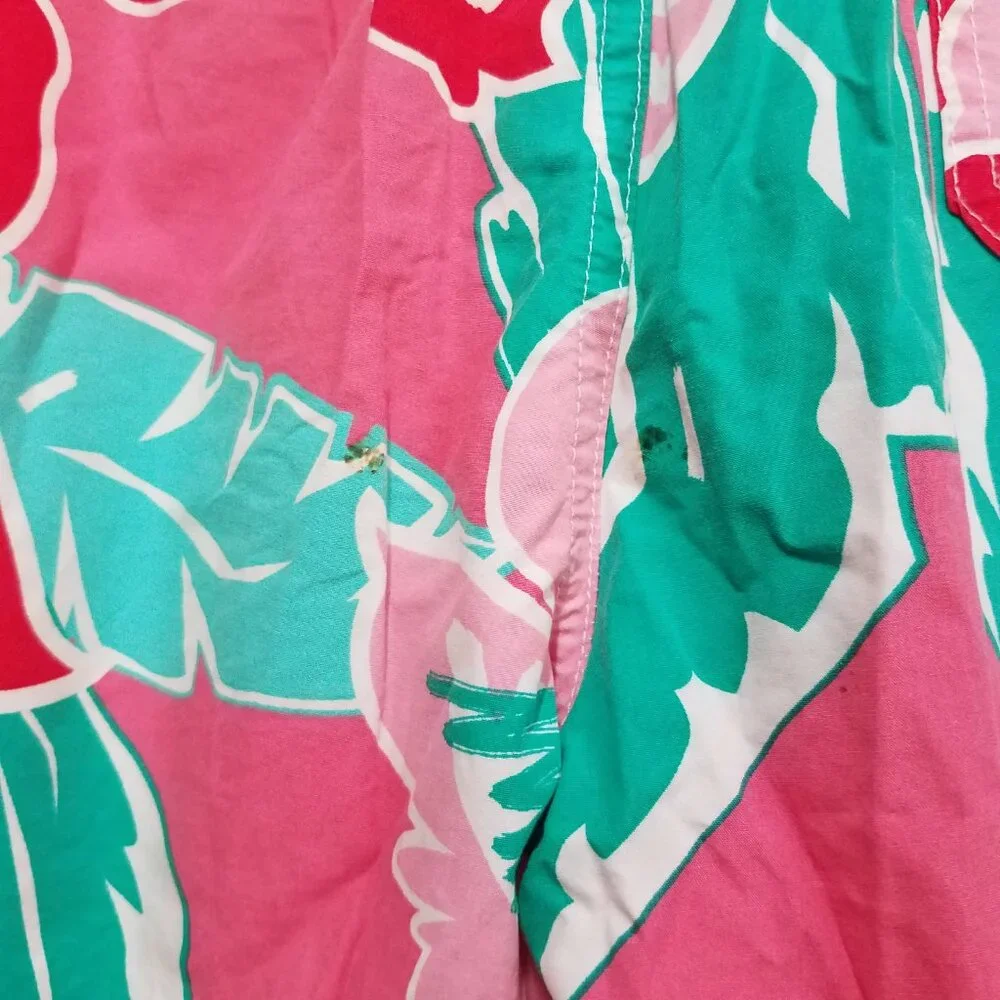 Chubbies Swim Trunks Mens Medium M Pink Green White Floral DAMAGED